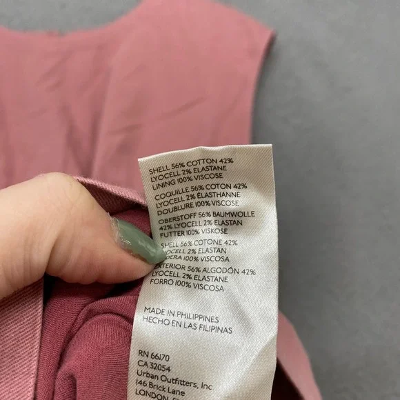 Anthropologie Dress Womens 6 Open Back Utility Pink Mini Tie Back Cap Sleeve - Picture 9 of 16